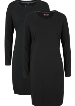 bonprix bonprix Vestido ajustado de punto (2 unidades) Negro Online
