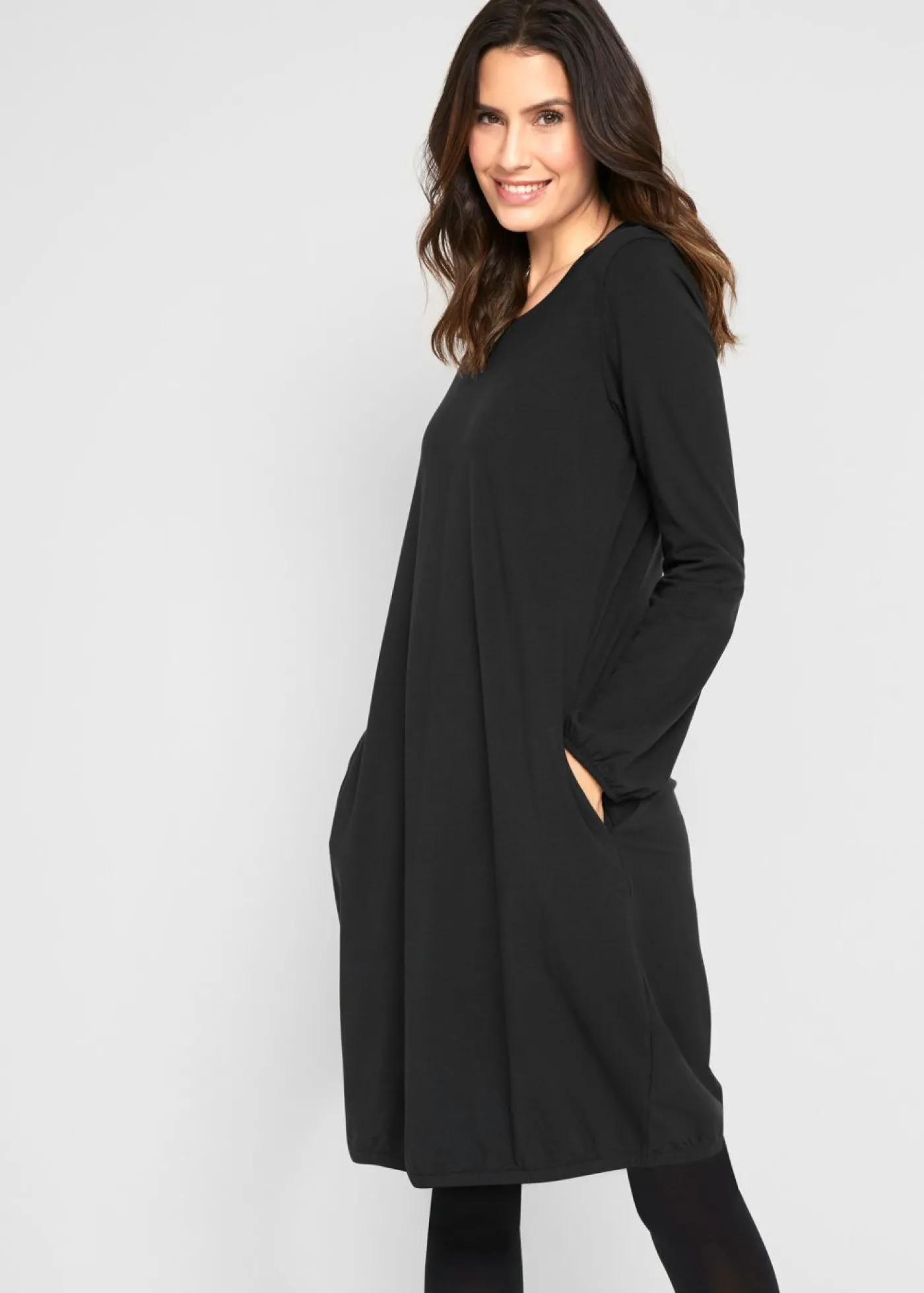 bonprix bonprix Vestido ancho de algodón Negro Discount