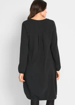 bonprix bonprix Vestido ancho de algodón Negro Discount