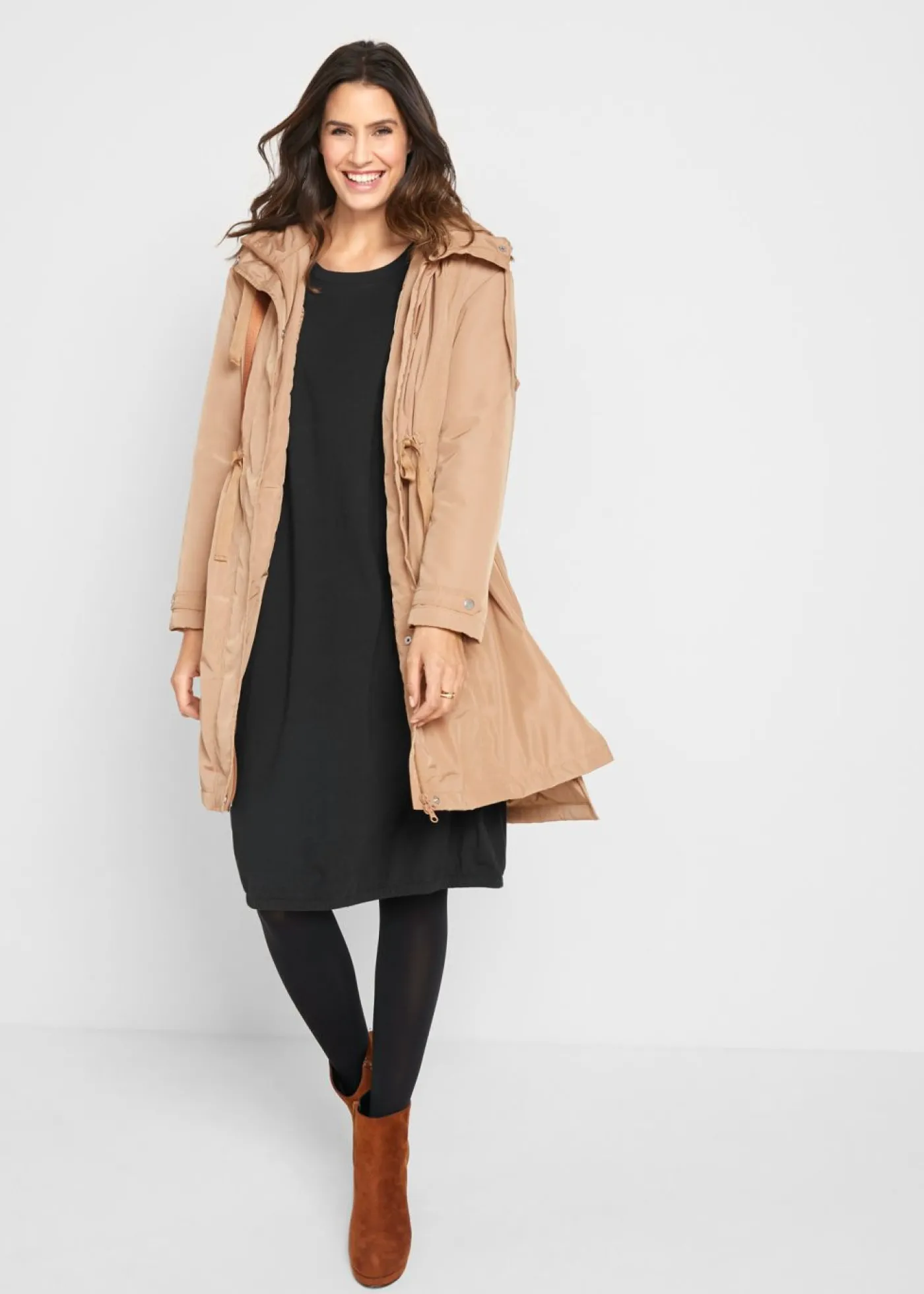 bonprix bonprix Vestido ancho de algodón Negro Discount