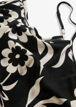 bonprix bonprix Vestido ancho de tirantes de viscosa fluida Negro Sale