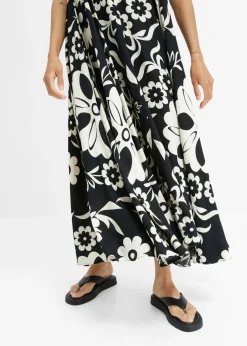 bonprix bonprix Vestido ancho de tirantes de viscosa fluida Negro Sale