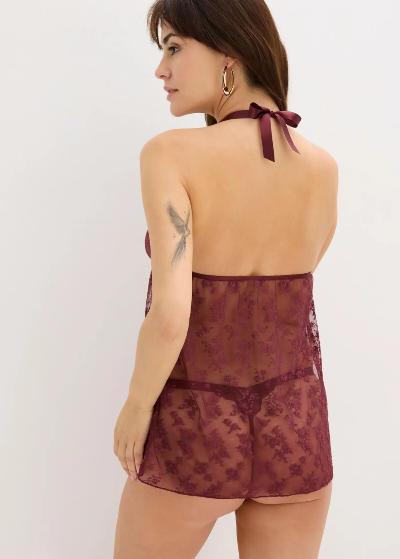 bonprix bonprix Vestido anudado al cuello de encaje Baya Clearance