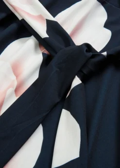 bonprix bonprix Vestido asimétrico de punto con cordón Azul marino-rosa de flores Discount