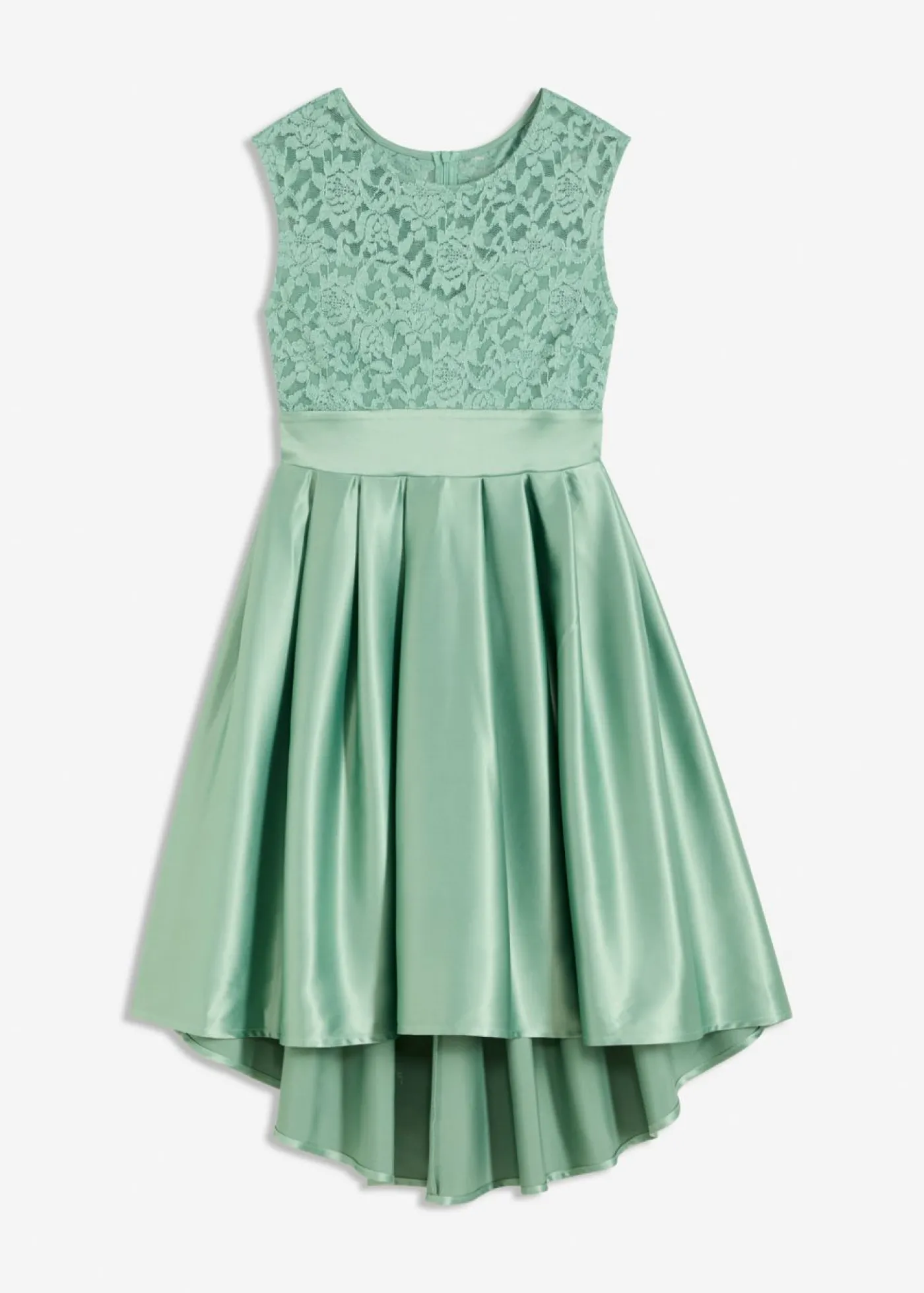 bonprix bonprix Vestido asimétrico de satén brillante con encaje Verde pastel Online