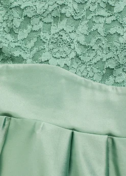 bonprix bonprix Vestido asimétrico de satén brillante con encaje Verde pastel Online