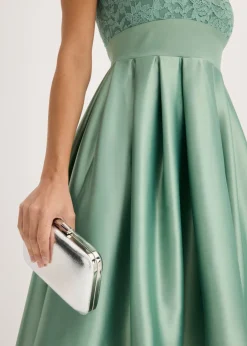 bonprix bonprix Vestido asimétrico de satén brillante con encaje Verde pastel Online