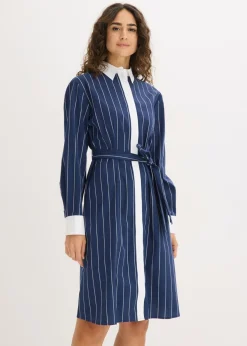 bonprix bonprix Vestido camisero azul marino-blanco con rayas Outlet