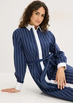 bonprix bonprix Vestido camisero azul marino-blanco con rayas Outlet