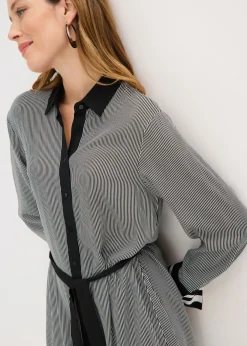 bonprix bonprix Vestido camisero Negro-blanco con rayas Hot