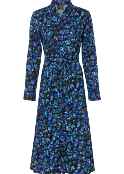 bonprix bonprix Vestido camisero verde oliva dorado/azul mar con flores Outlet