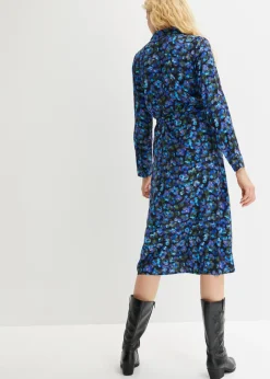 bonprix bonprix Vestido camisero verde oliva dorado/azul mar con flores Outlet