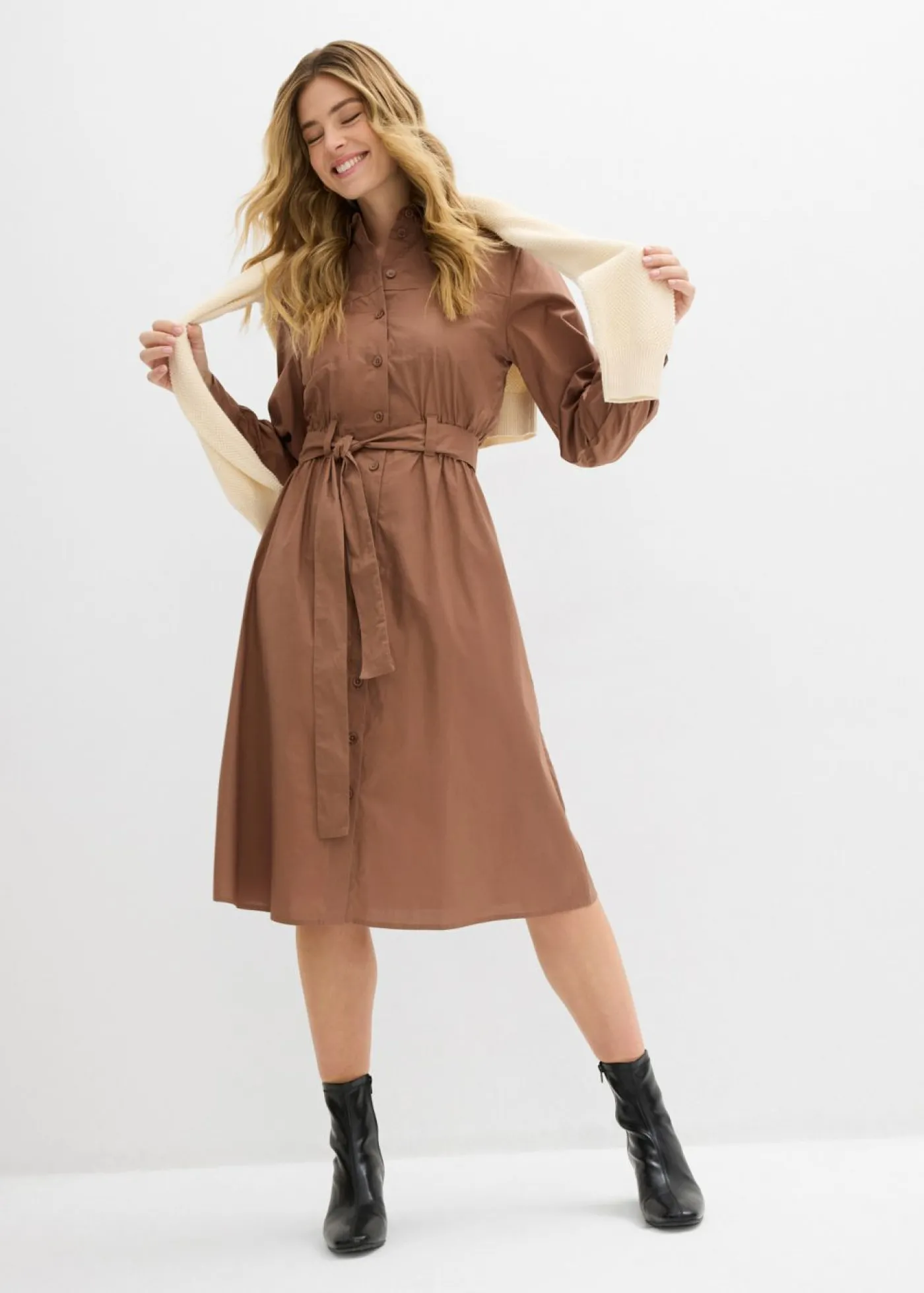 bonprix bonprix Vestido camisero Marrón castaño Clearance