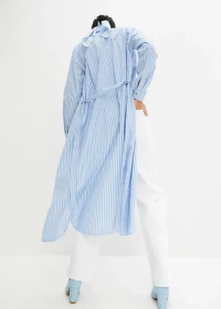 bonprix bonprix Vestido camisero a rayas con cordón azul provenzal-blanco con rayas