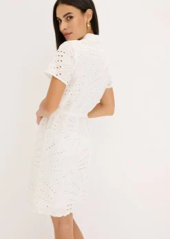 bonprix bonprix Vestido camisero con bordado calado Blanco Online
