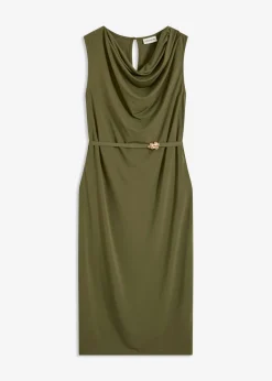 bonprix bonprix Vestido camisero con cinturón (conjunto de 2 piezas) caqui oscuro New