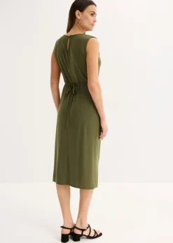 bonprix bonprix Vestido camisero con cinturón (conjunto de 2 piezas) caqui oscuro New