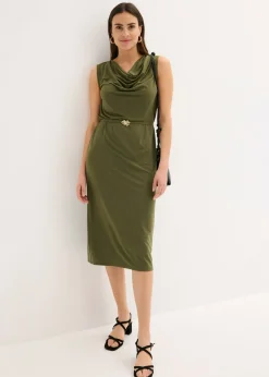 bonprix bonprix Vestido camisero con cinturón (conjunto de 2 piezas) caqui oscuro New
