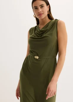 bonprix bonprix Vestido camisero con cinturón (conjunto de 2 piezas) caqui oscuro New
