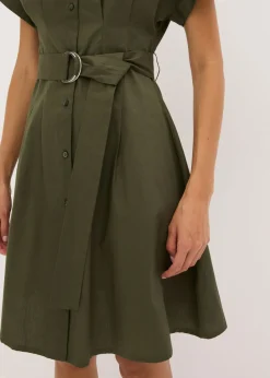 bonprix bonprix Vestido camisero con cinturón Verde oliva oscuro Best