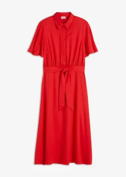 bonprix bonprix Vestido camisero con cordón fresa Online
