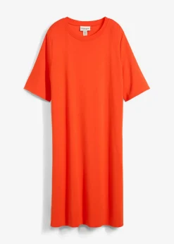 bonprix bonprix Vestido camisero con corte en A en mezcla de viscosa Rojo amapola Hot