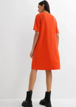 bonprix bonprix Vestido camisero con corte en A en mezcla de viscosa Rojo amapola Hot