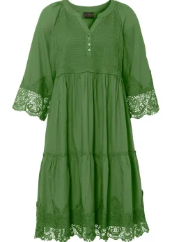 bonprix bonprix Vestido camisero con encaje verde cactus New