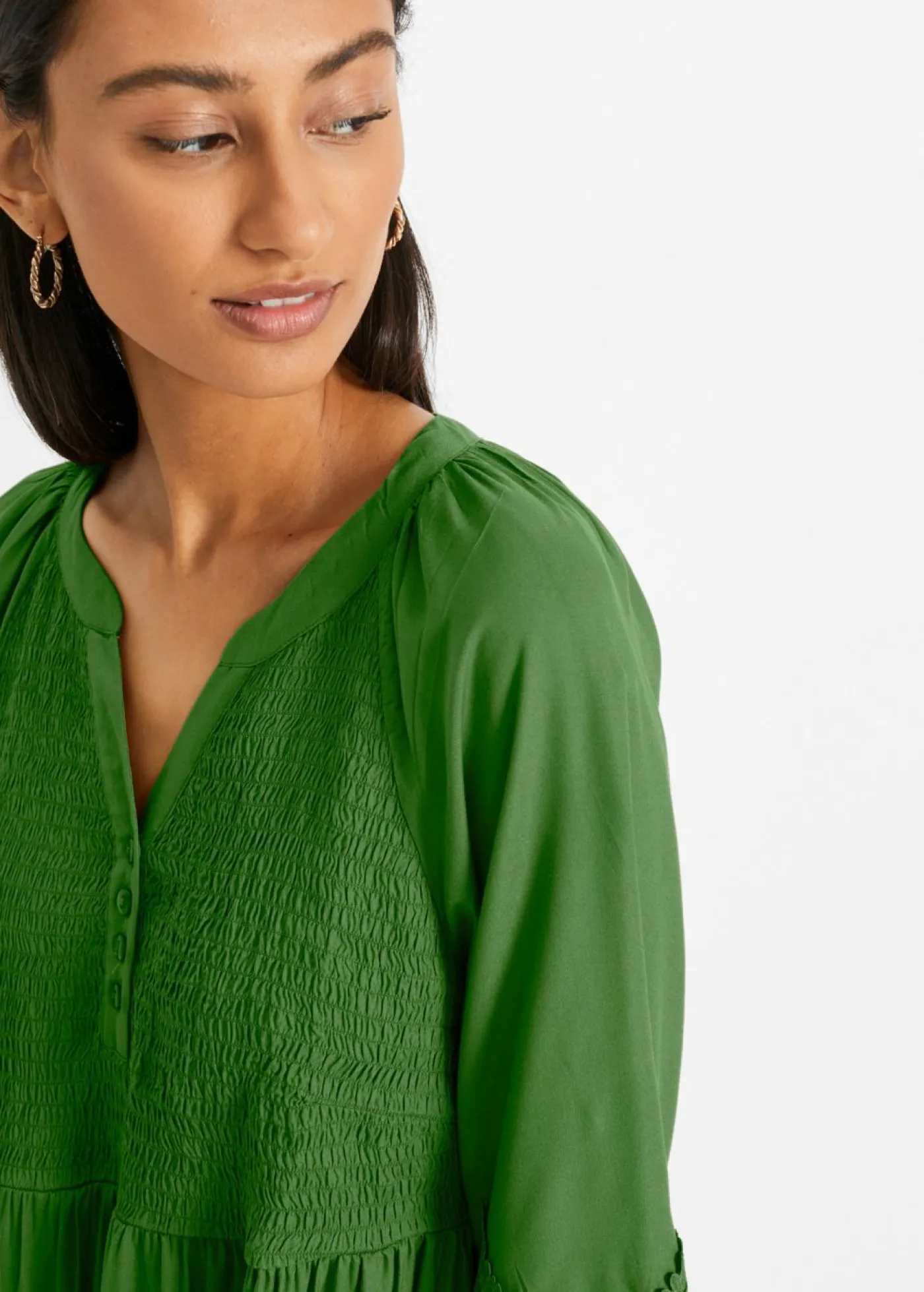 bonprix bonprix Vestido camisero con encaje verde cactus New