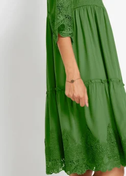 bonprix bonprix Vestido camisero con encaje verde cactus New