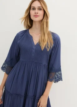 bonprix bonprix Vestido camisero con encaje índigo Hot