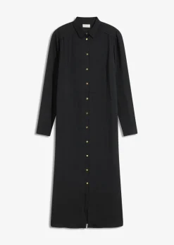 bonprix bonprix Vestido camisero con encaje en escalera Negro Discount