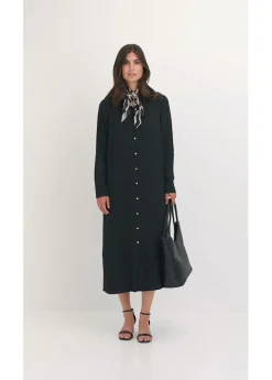 bonprix bonprix Vestido camisero con encaje en escalera Negro Discount