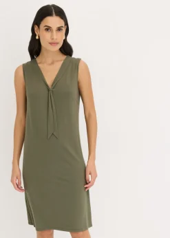 bonprix bonprix Vestido camisero con lazo Verde oliva oscuro Hot
