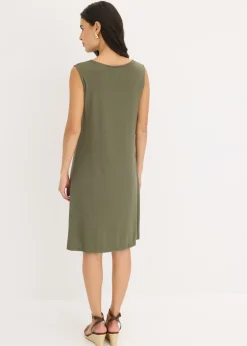 bonprix bonprix Vestido camisero con lazo Verde oliva oscuro Hot