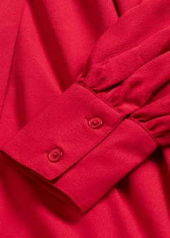 bonprix bonprix Vestido camisero con lazo en el cuello rojo cayena Hot