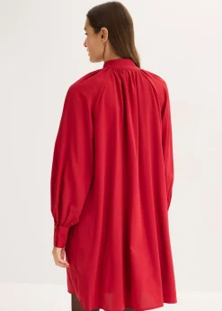bonprix bonprix Vestido camisero con lazo en el cuello rojo cayena Hot
