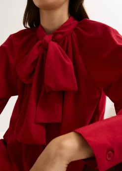 bonprix bonprix Vestido camisero con lazo en el cuello rojo cayena Hot