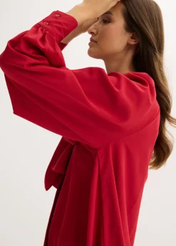 bonprix bonprix Vestido camisero con lazo en el cuello rojo cayena Hot