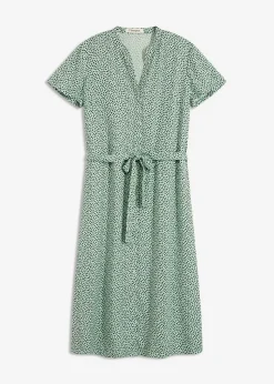 bonprix bonprix Vestido camisero con lunares verde pastel/negro topos Outlet