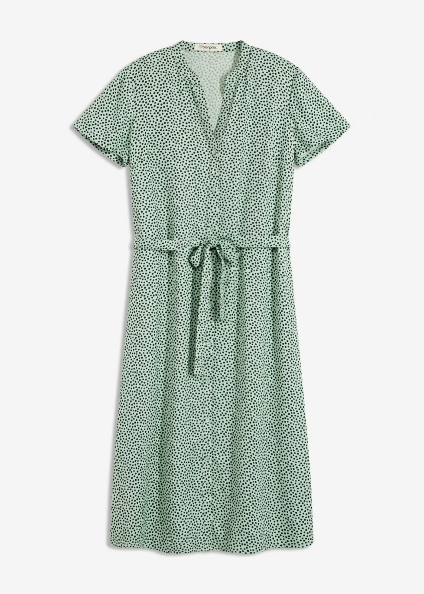 bonprix bonprix Vestido camisero con lunares verde pastel/negro topos Outlet