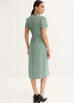 bonprix bonprix Vestido camisero con lunares verde pastel/negro topos Outlet