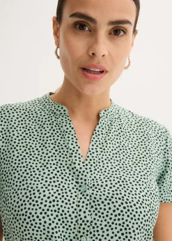 bonprix bonprix Vestido camisero con lunares verde pastel/negro topos Outlet
