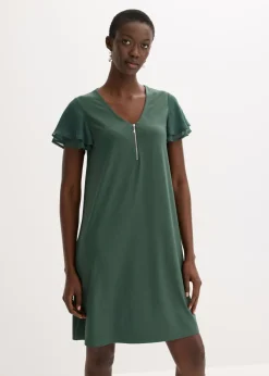 bonprix bonprix Vestido camisero con mangas de gasa verde sombra
