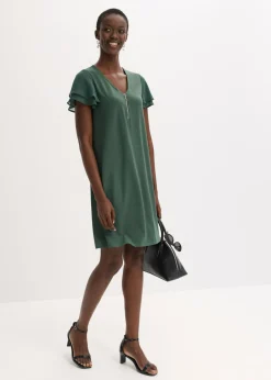 bonprix bonprix Vestido camisero con mangas de gasa verde sombra