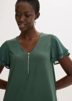 bonprix bonprix Vestido camisero con mangas de gasa verde sombra