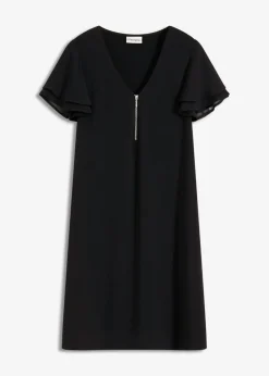 bonprix bonprix Vestido camisero con mangas de gasa Negro