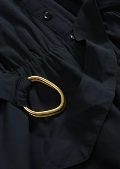 bonprix bonprix Vestido camisero con parte de seda y cinturón Negro New