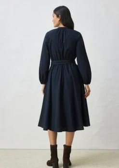 bonprix bonprix Vestido camisero con parte de seda y cinturón Negro New