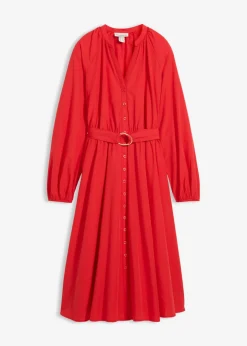 bonprix bonprix Vestido camisero con parte de seda y cinturón fresa Best